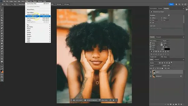 Camera raw filter in Adobe Photoshop