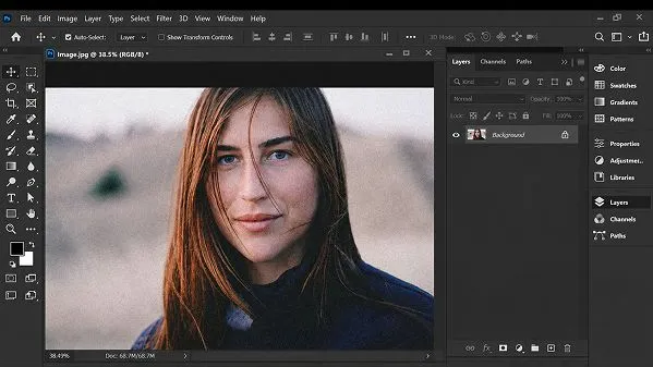 Grainy photo in the Adobe Photoshop