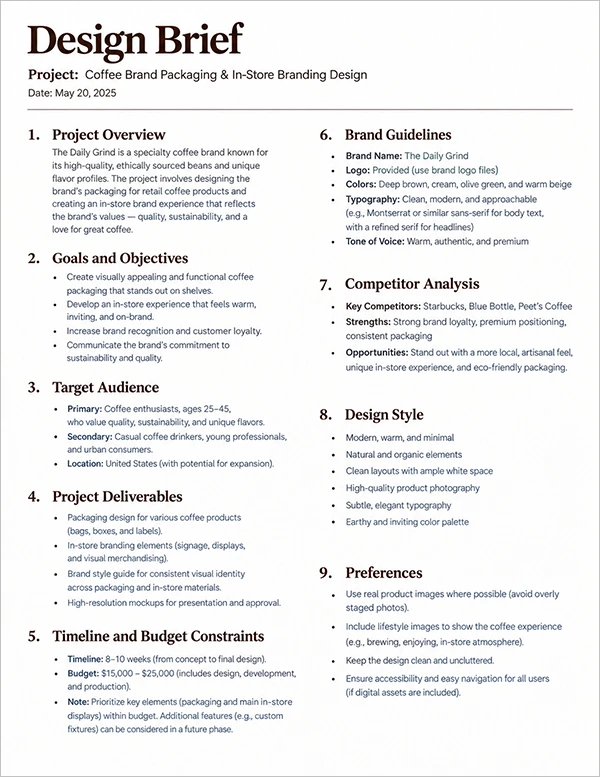 Design Brief Examples